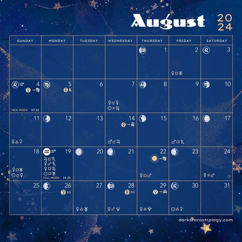 August Astrology Darkstar Astrology